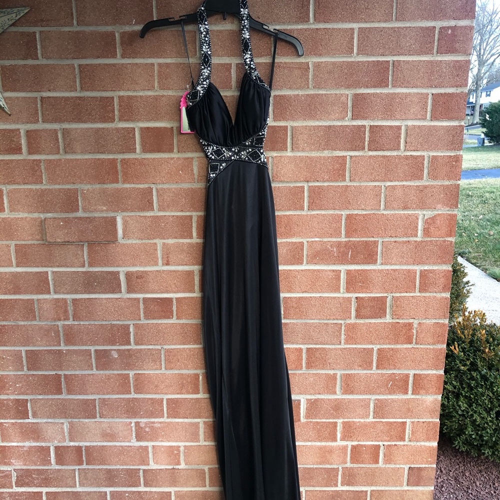 NWT Golden Asp Prom Dress with Cut Outs